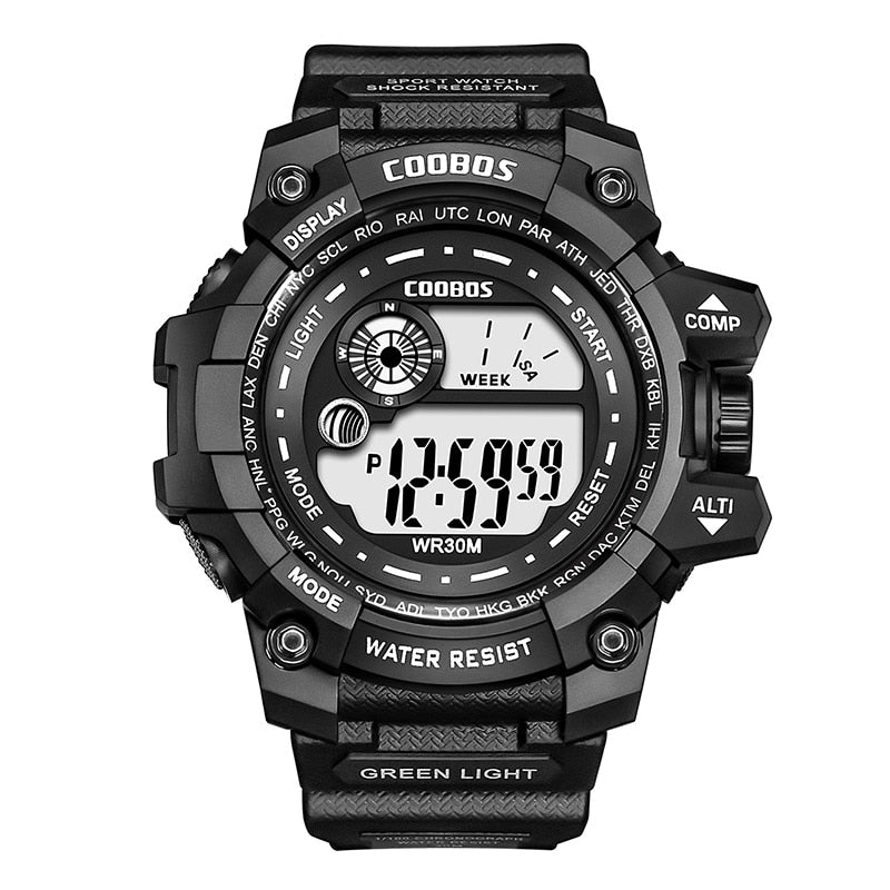 COOBOS LED Digital Luminous Fashion Sport Waterproof Watch