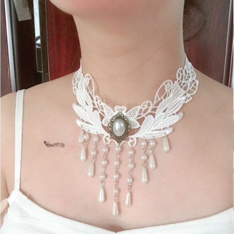 Gothic Classic White Collar Vintage Choker Necklace