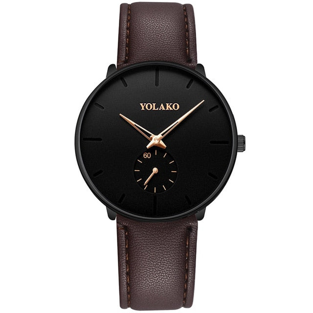 Ultra Thin Minimalist Quartz Stainless Stee Casual Leather Watch