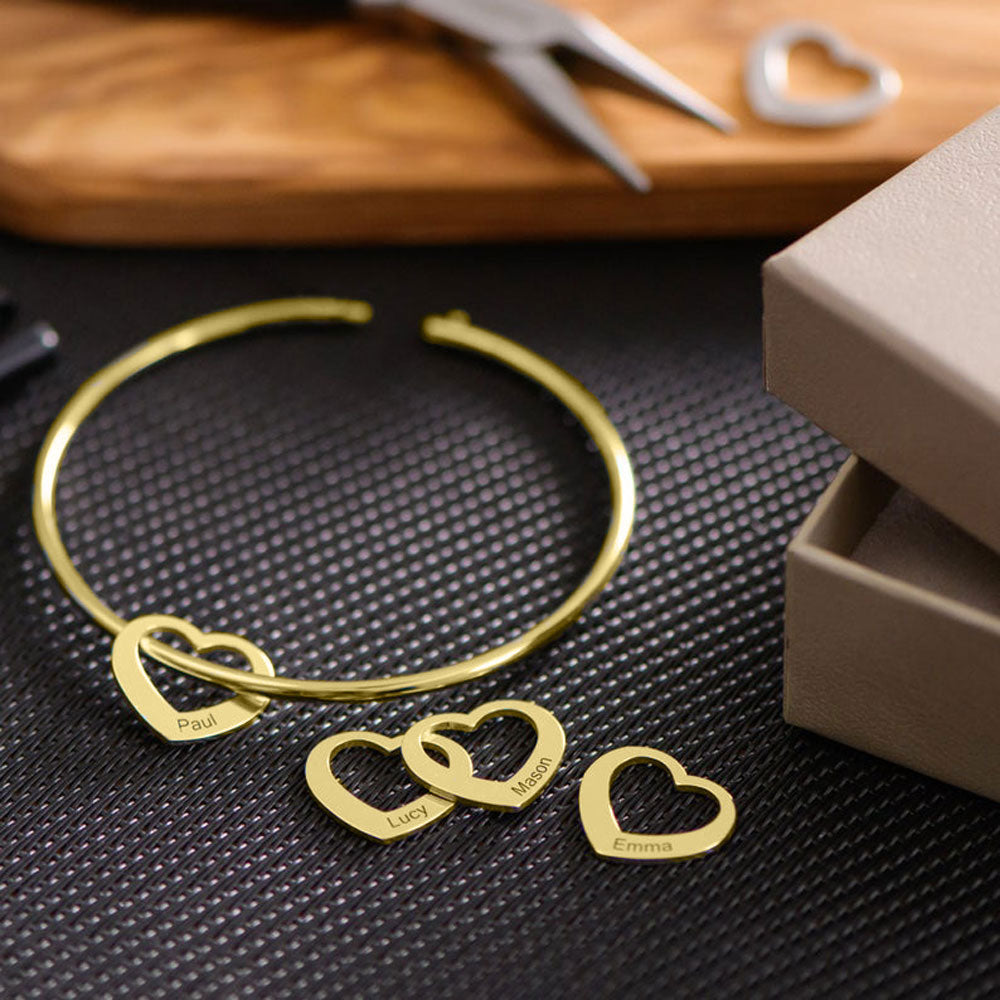 Custom Engraving Name Heart Charms Bracelets