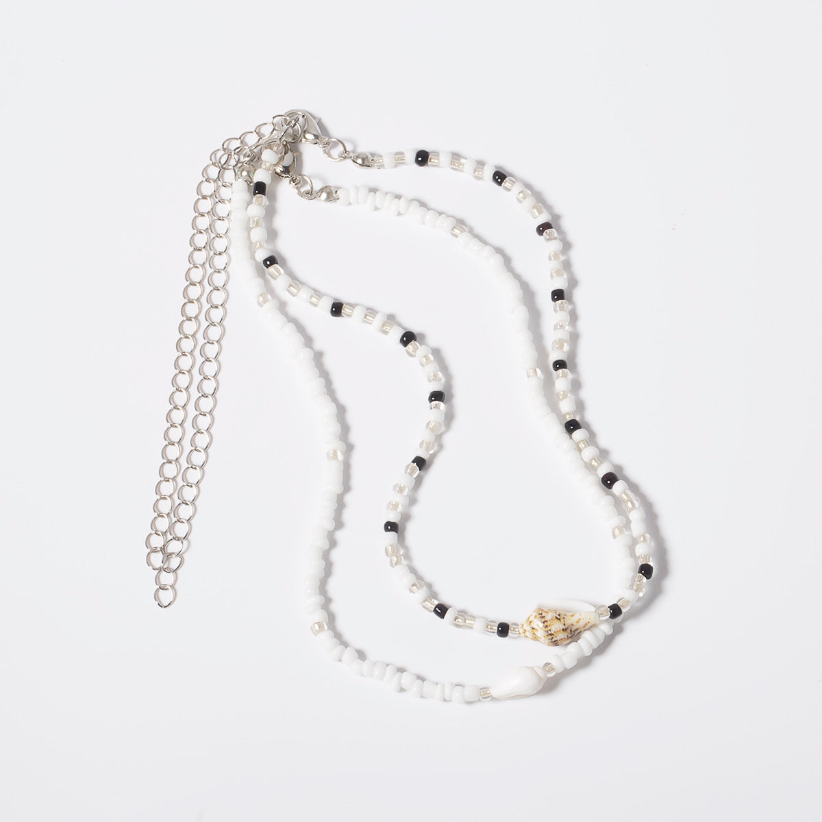 SHIXIN Separable 2 Layered White/Black Beads Necklaces