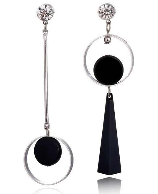 Korean Long Statement Geometric Triangle Tassel Dangle Drop Earrings