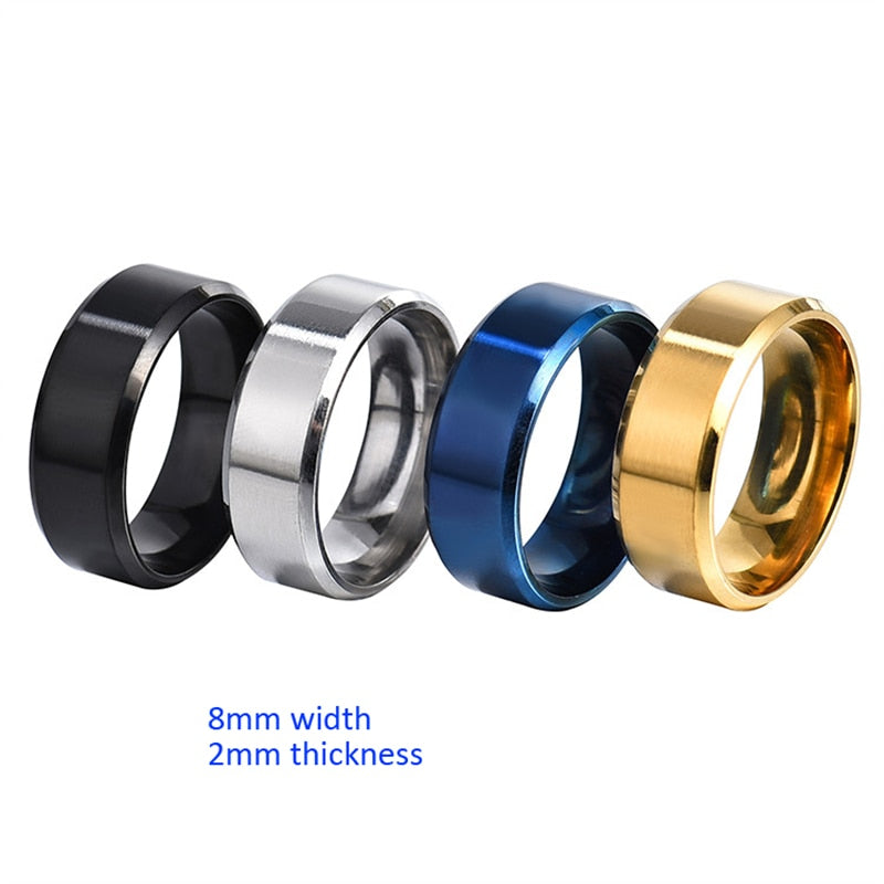 8mm Matt Stainless Steel Simple Design Plain Titanium Ring