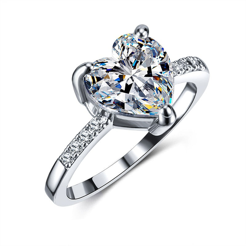 Trendy Crystal Engagement Claws White Zircon Cubic elegant Ring