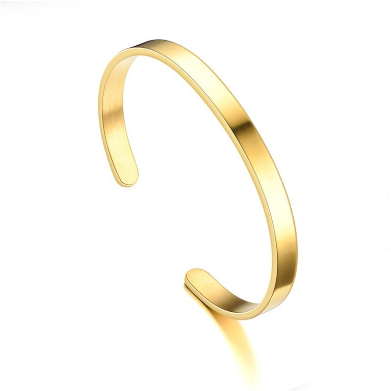 Fashion Cuff Stainless Steel Gold width 6mm Bangle Bracelet
