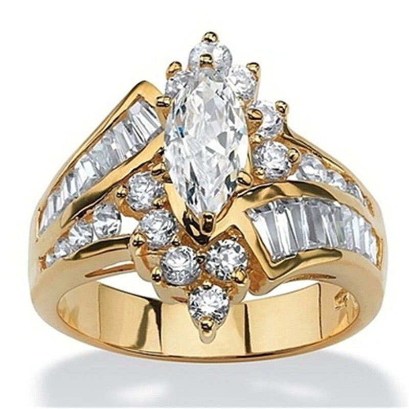 Classic Luxury Oval White CZ Gold Ring