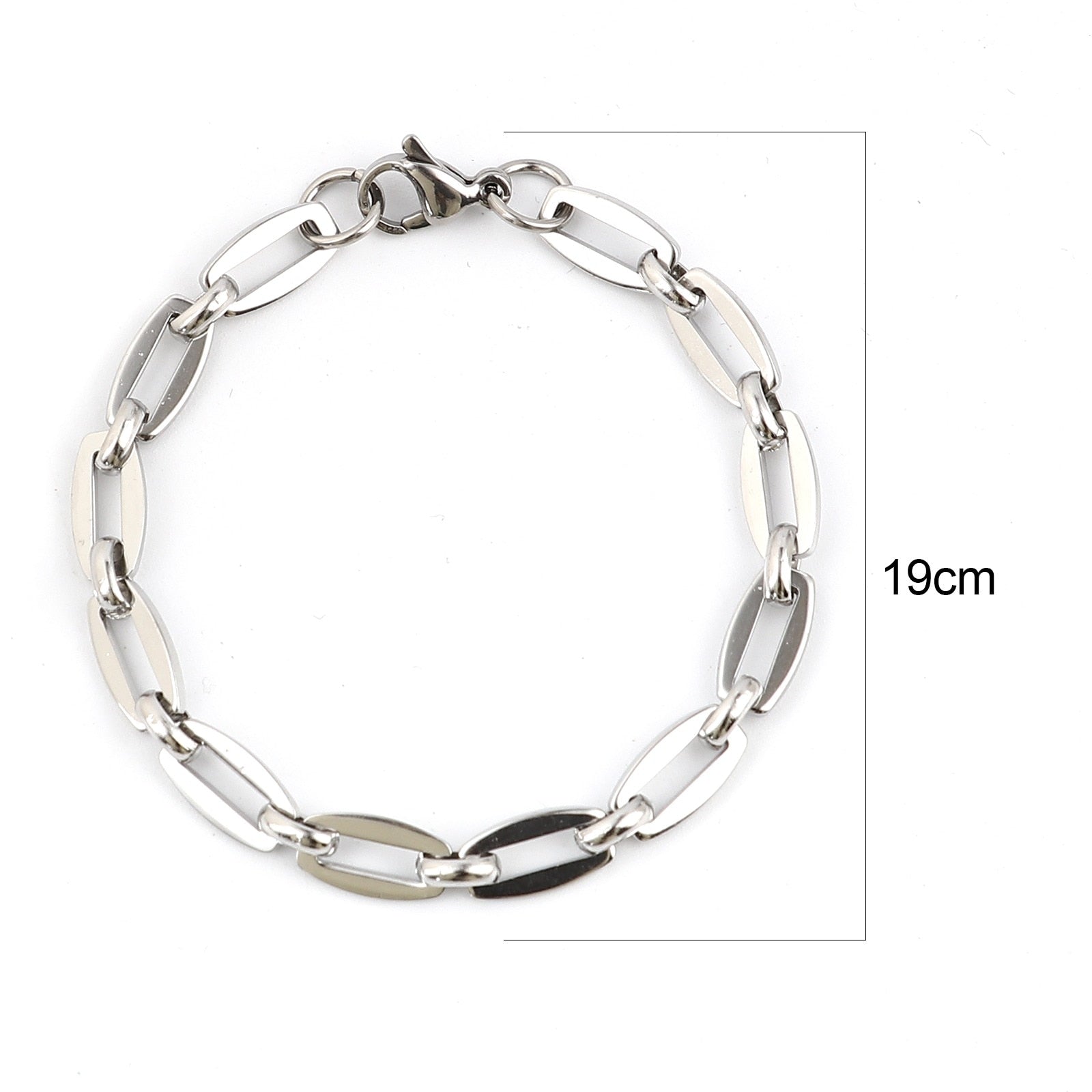 1PC 4mm Stainless Steel Link Cable Chain Oval Bracelet