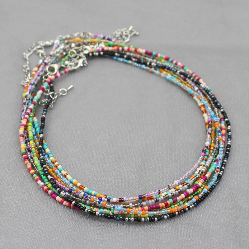 Simple Colorful Seed Beads Strand Choker Necklace