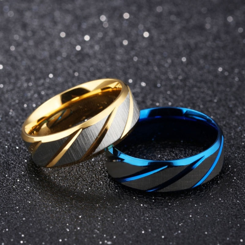 Golden Wave Pattern Wedding Infinite Ring Titanium Steel