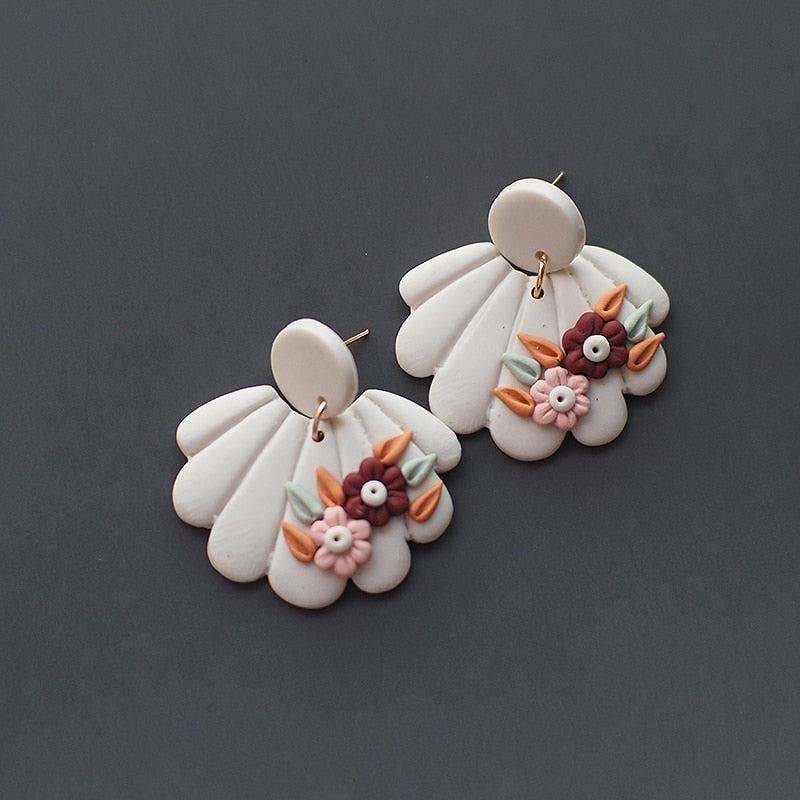 Handmade Molded Irregular Floral Multi Colors Earring