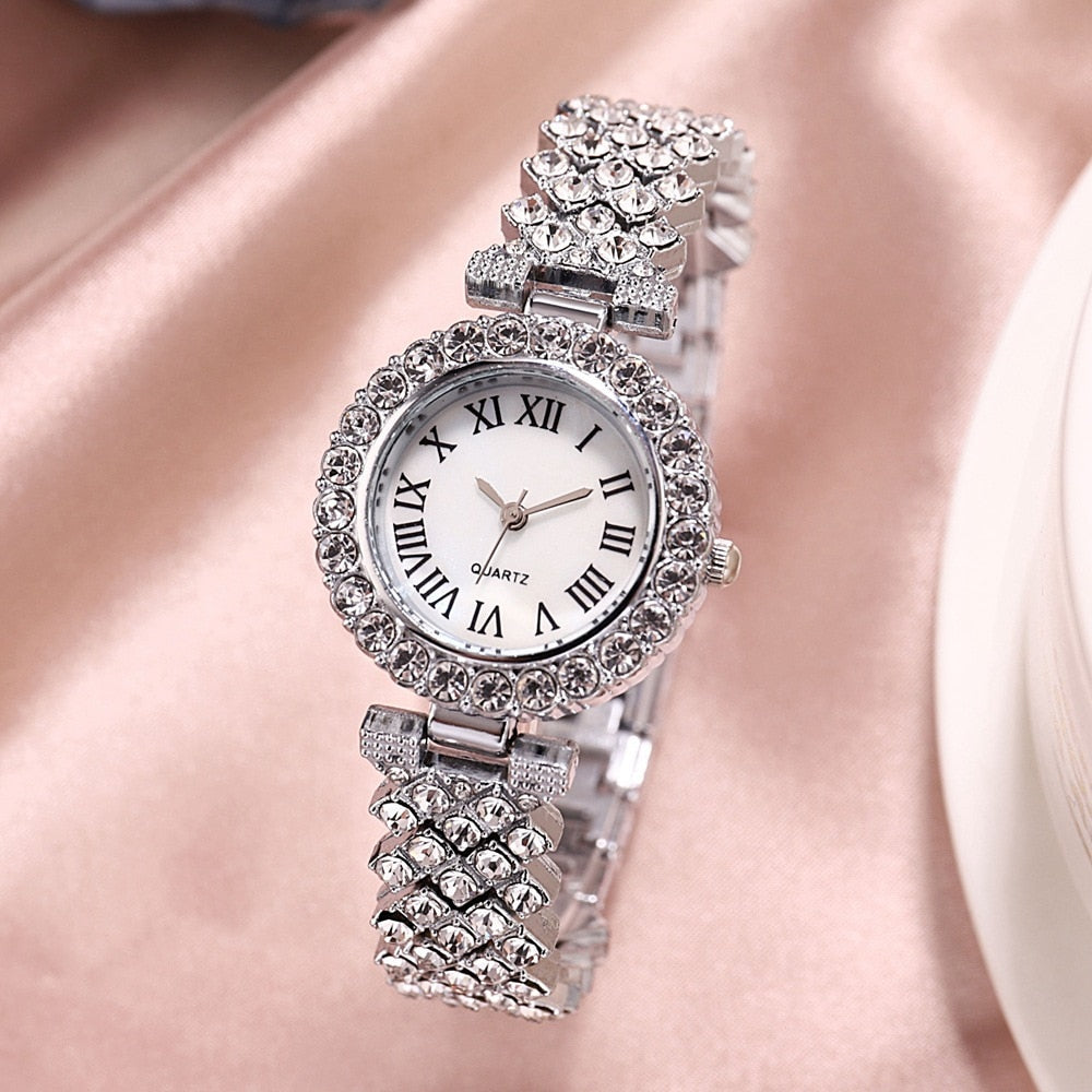 Luxury steel belt Love Steel belt Rhinestone Quartz Wrist Watch