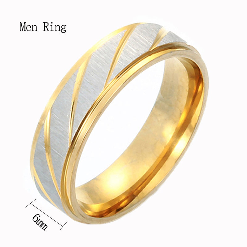 Spark Titanium Steel Personalize Engrave Lovers Couple Rings Gold Wave Charms Wedding Engagement Ring for Women Men Jewelry Gift