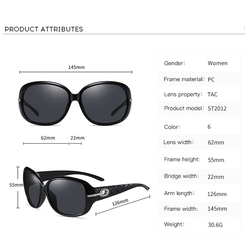 Polarized UV400 Gradient Lens Fashion Luxury Ladies Vintage Sun Glasses