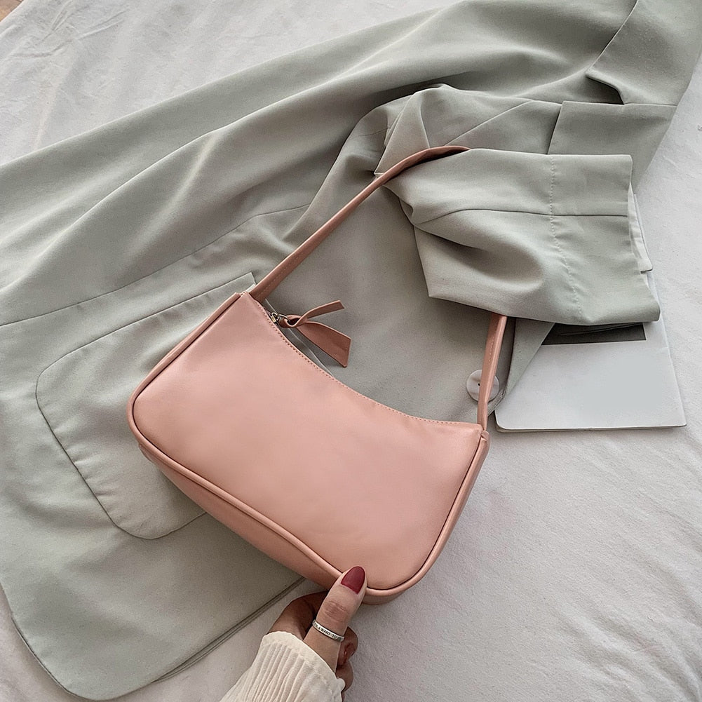 PU Leather Solid Color Chain Shopper Shoulder Bags