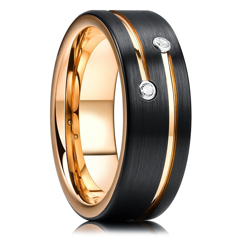 FDLK Fashion 8MM Men's Stainless Steel Beveled Edge Ring