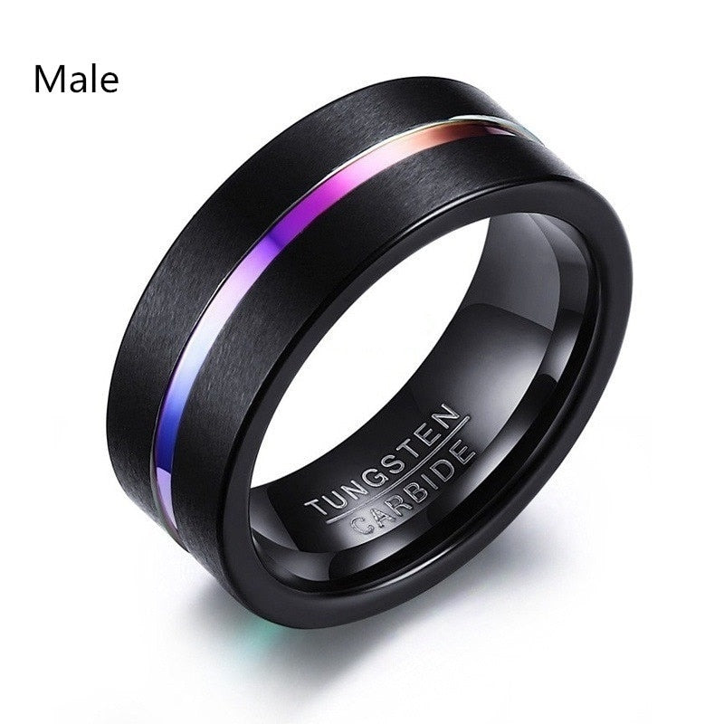 FDLK Fashion 8MM Men's Stainless Steel Beveled Edge Ring
