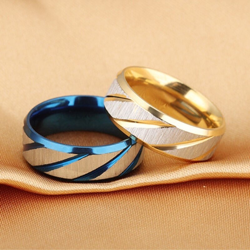 Golden Wave Pattern Wedding Infinite Ring Titanium Steel