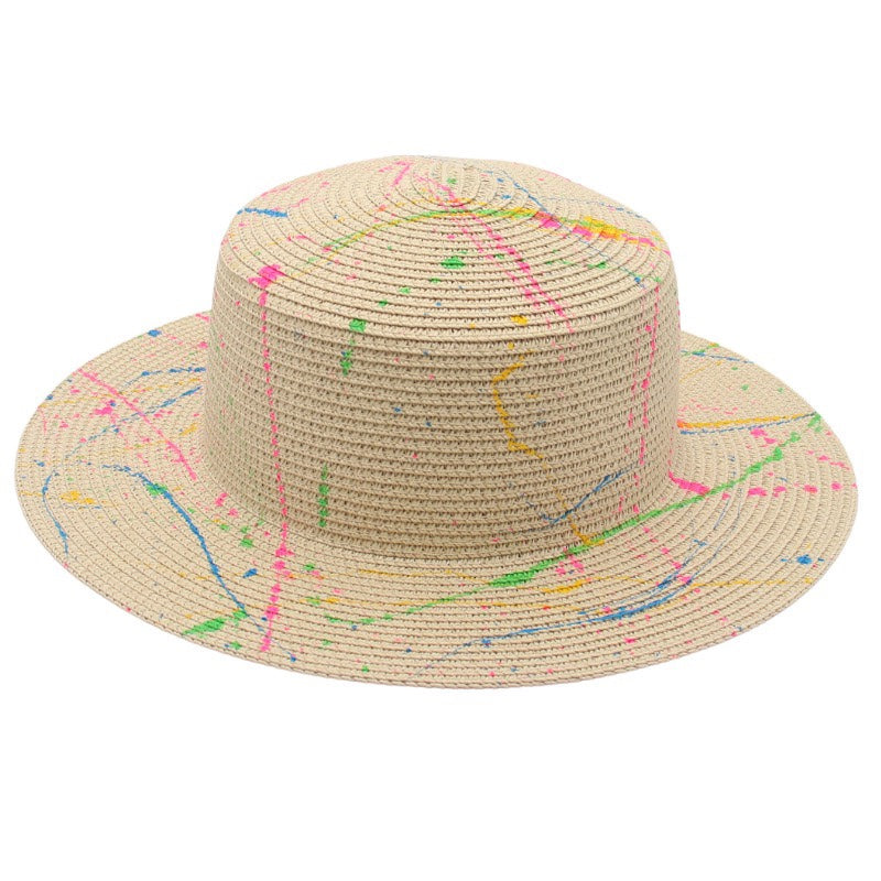 Sun Hat Green Summer Beach Flat Straw Hat