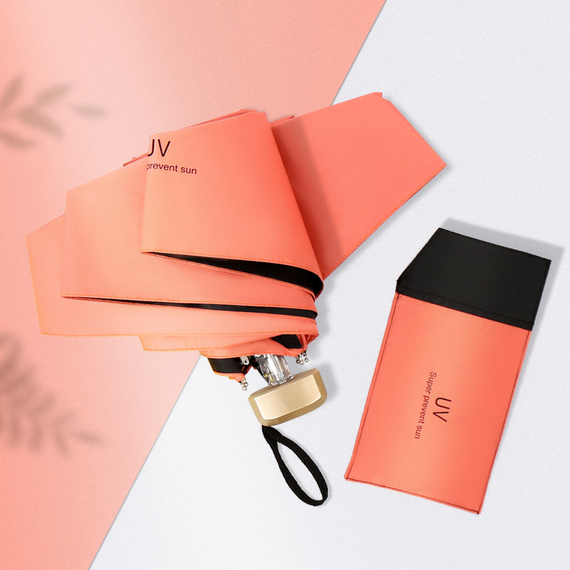 Sun Umbrella Women's Sunny and Rain Dual-Use Sun Protection Anti-UV Umbrella Capsule Small Portable Foldable Black Glue 50% off Sun Umbrella