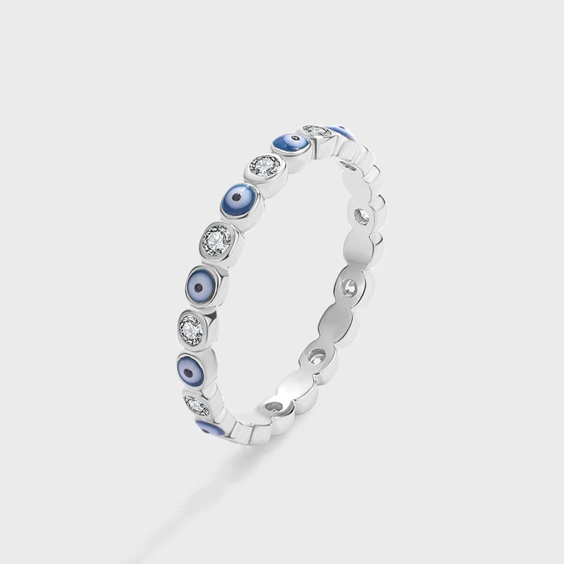 Creative Sapphire Eye Round Full Diamond Crystal Couple Ring