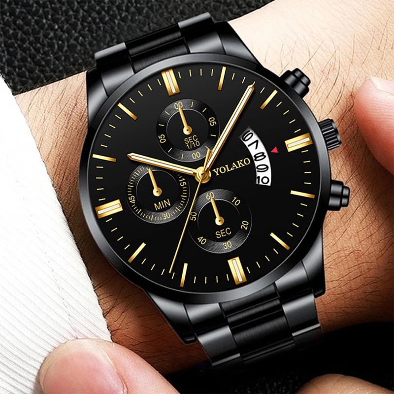 Luxury Calendar Quartz Stainless Steel Watch