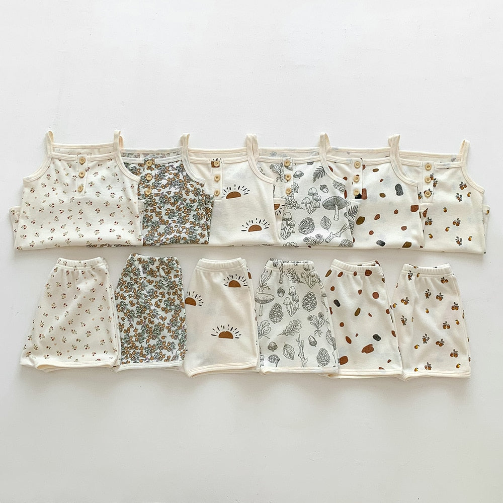 2pcs Baby Boys Girls Outfits Sets Summer Fashion Short Sleeve Kids T-shirts + Shorts Cotton Baby Clothing