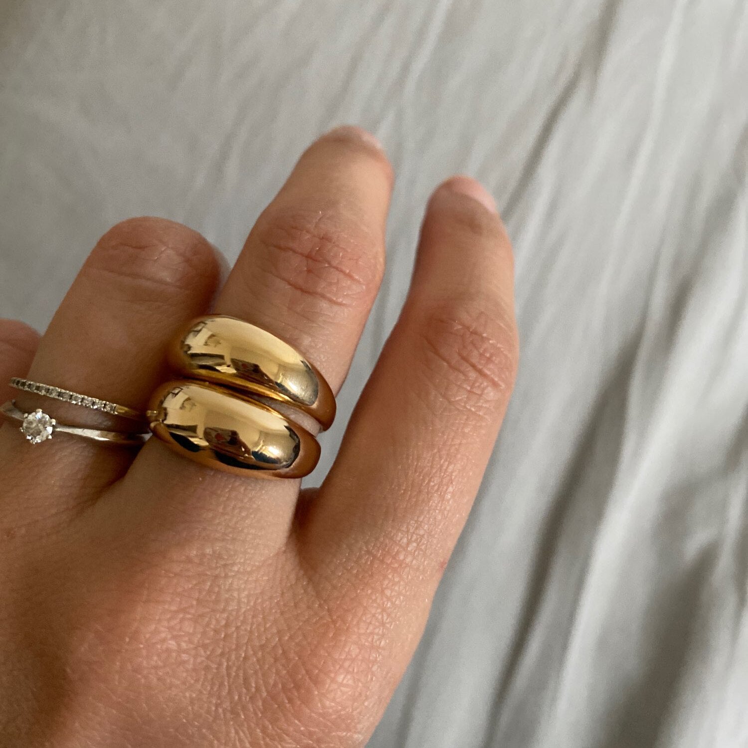 2pcs Punk Geometric Circle Stack Gold Plated Ring