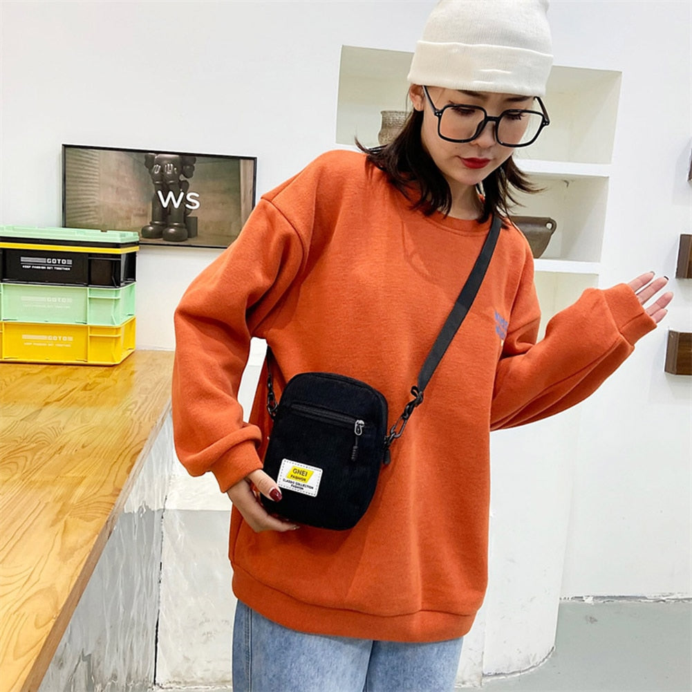 All-match Ladies Shoulder Bag Fashion Corduroy Zipper Messenger Bag