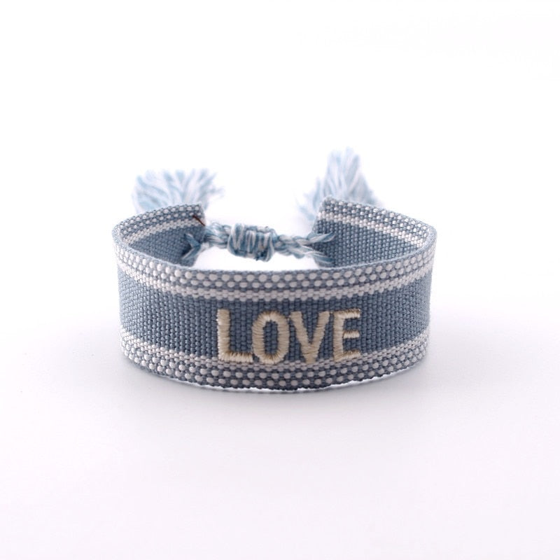 Bohemia Embroidery Letters Woven Tassel Bracele