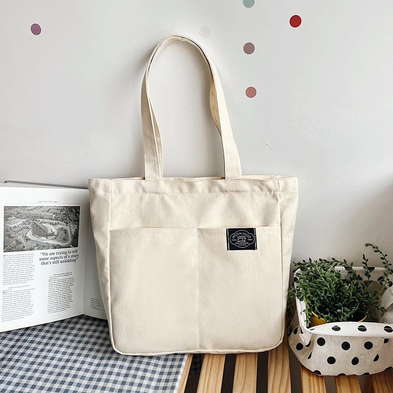 Large Capacity Cotton Reusable Canvas Tote Bag