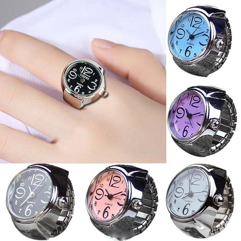 Fashion Couple Watch Ring Round Quartz Stainless Steel