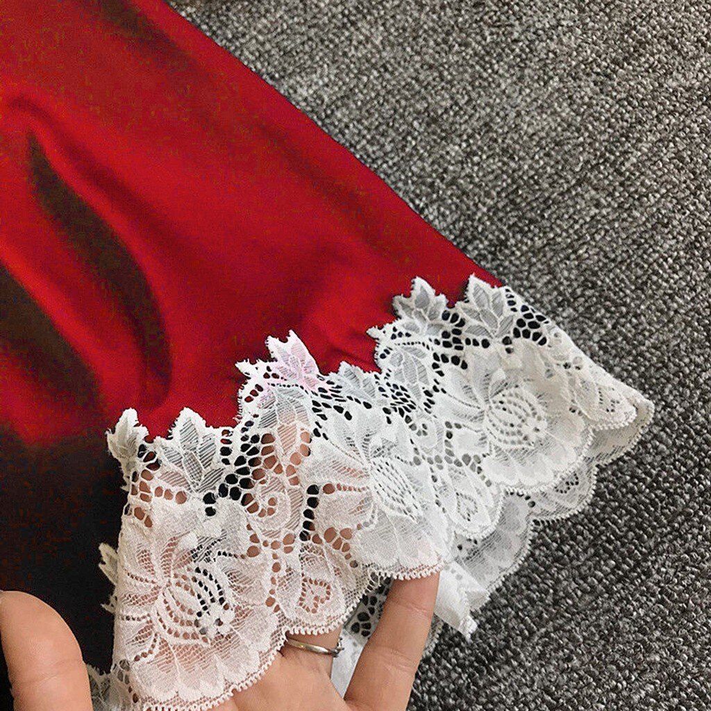 V-neck Ladies Sexy Silk Satin Night Dress Sleeveless Nighty