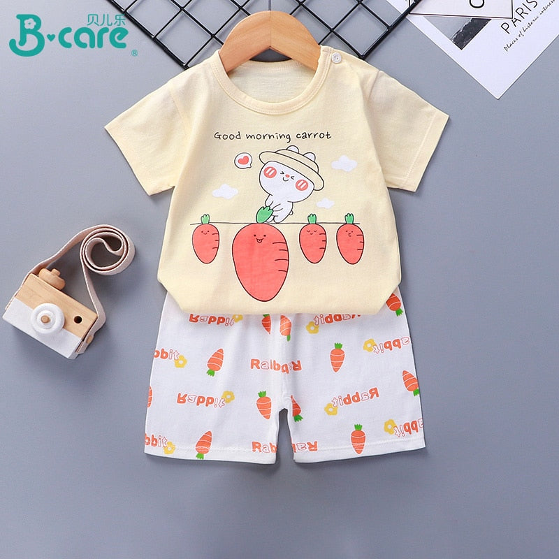 2PCS 100% Cotton Soft Summer Children Baby Cloths T-shirt