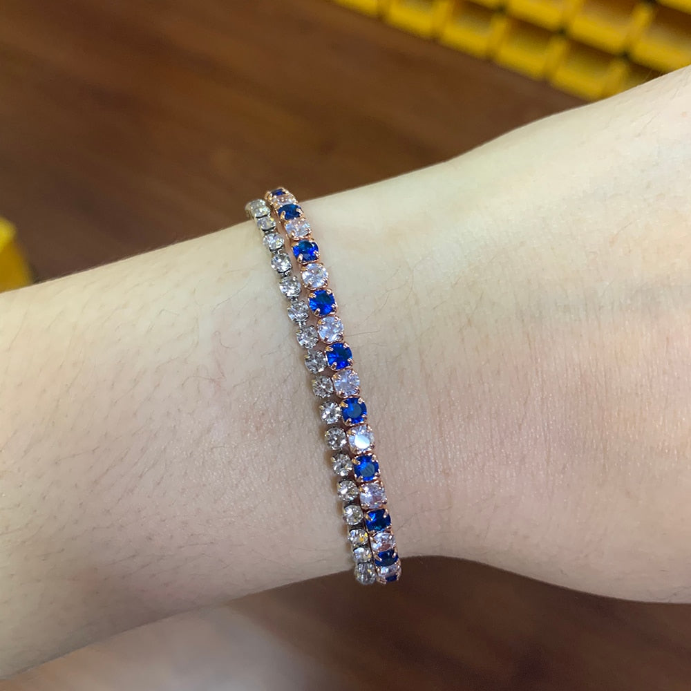 ZHOUYANG Simple Blue Round Zircon Bracelet