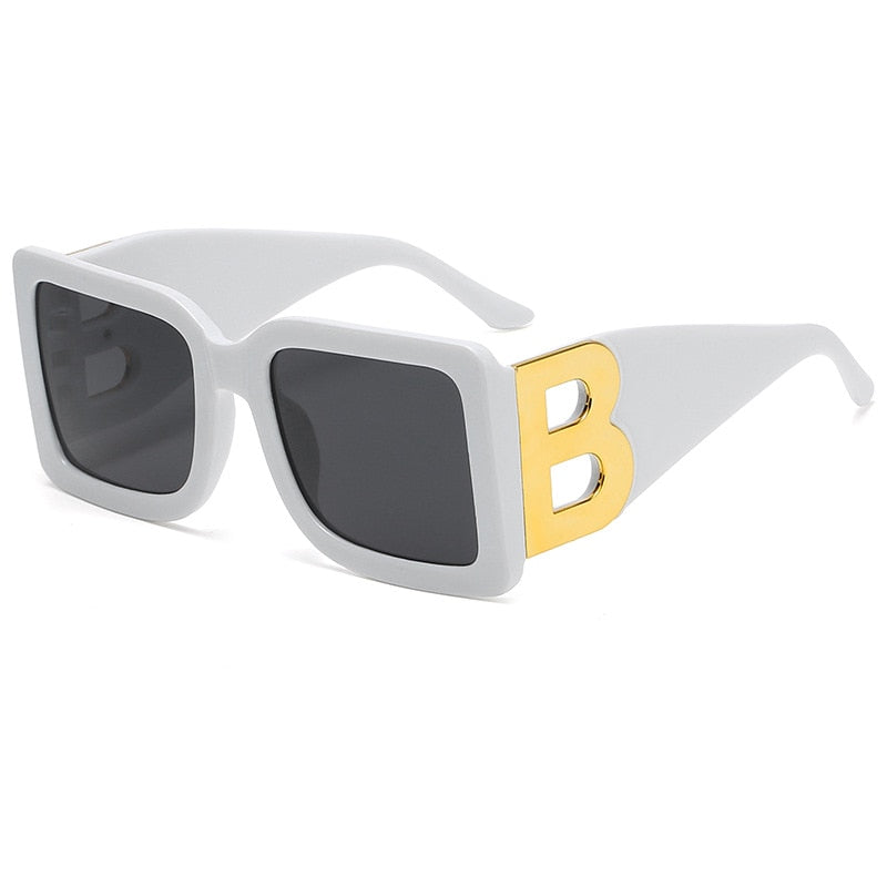 Retro Black Gradient Imwete Oversized Square Sunglasses
