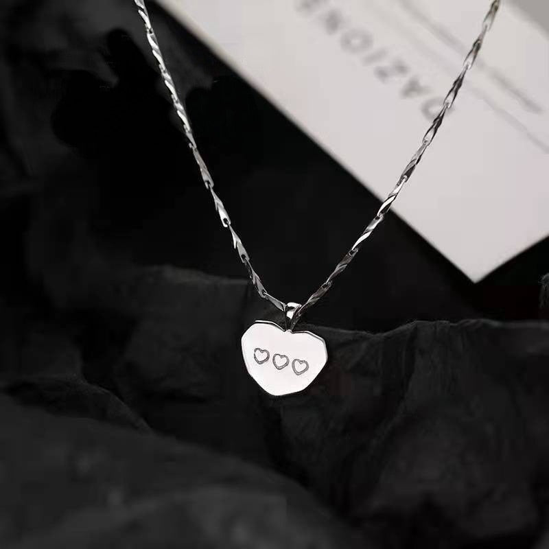 Shiny Bling Zircon Double Layer Heart Clavicle Chain Necklace