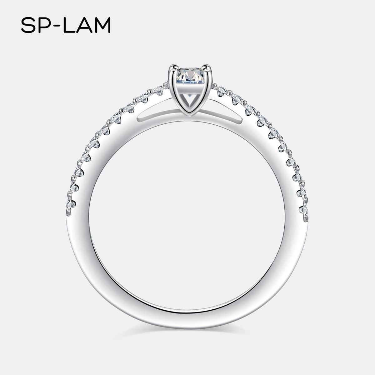 Real 925 Sterling Silver Small Sparkling Round 0.3CT Moissnaite Ring