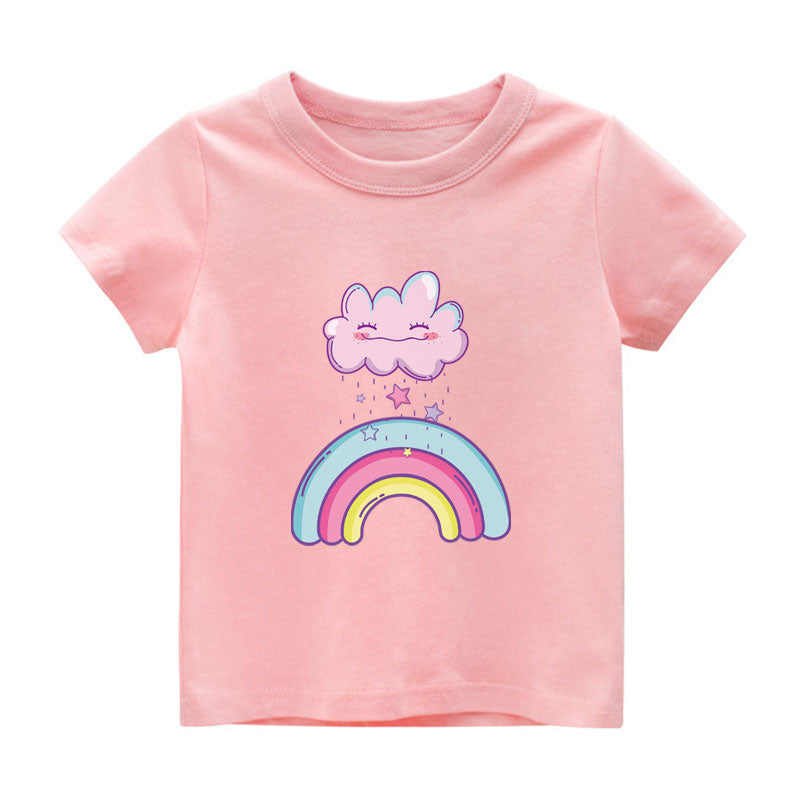 Boys Dinosaur T-shirts Cartoon Printed Girls Tees Children Tops Short-sleeve