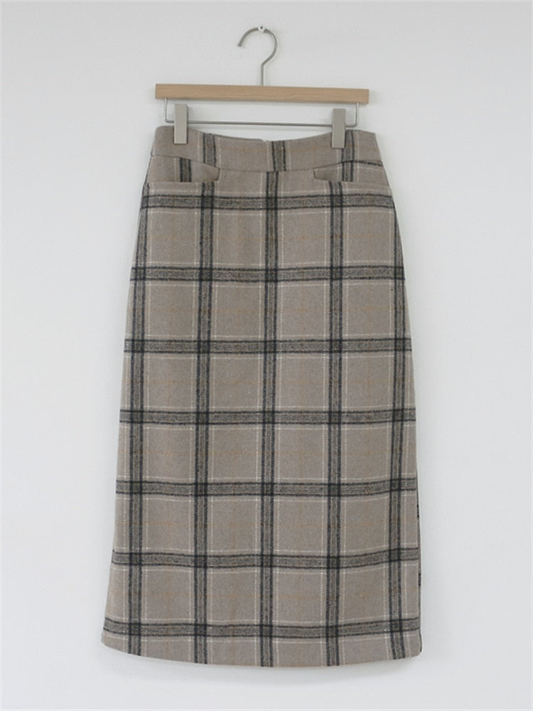 Woolen Women Skirts Maxi Pencil Skirt