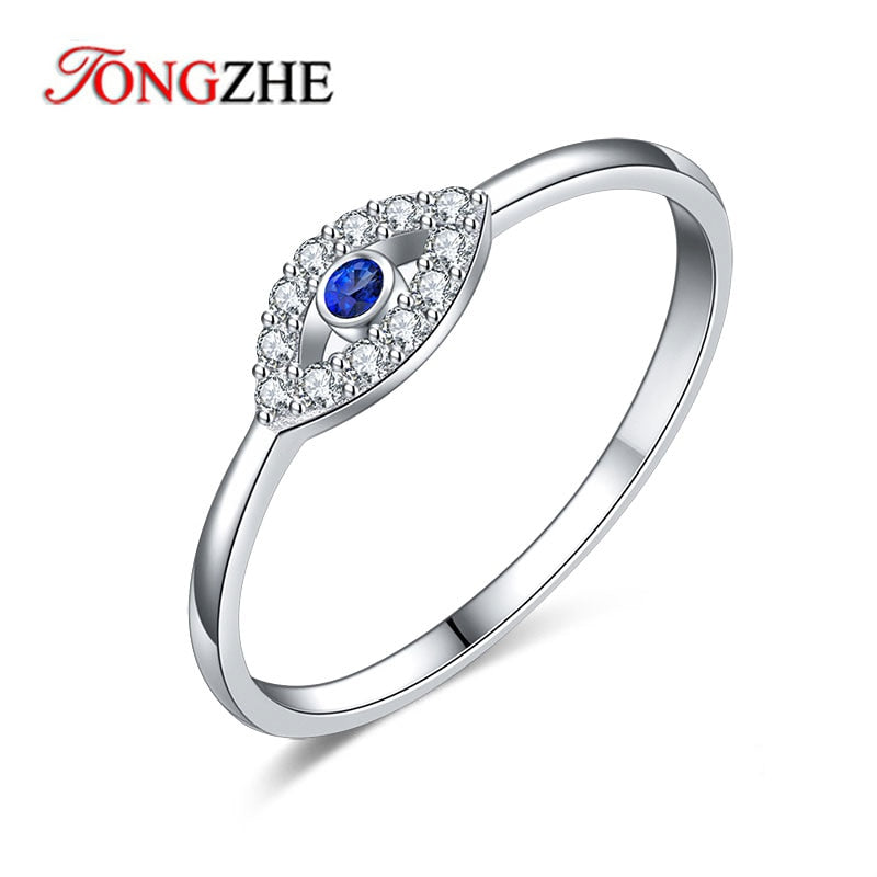 TONTGZHE Genuine 925 Sterling Silver Evil Eye Ring