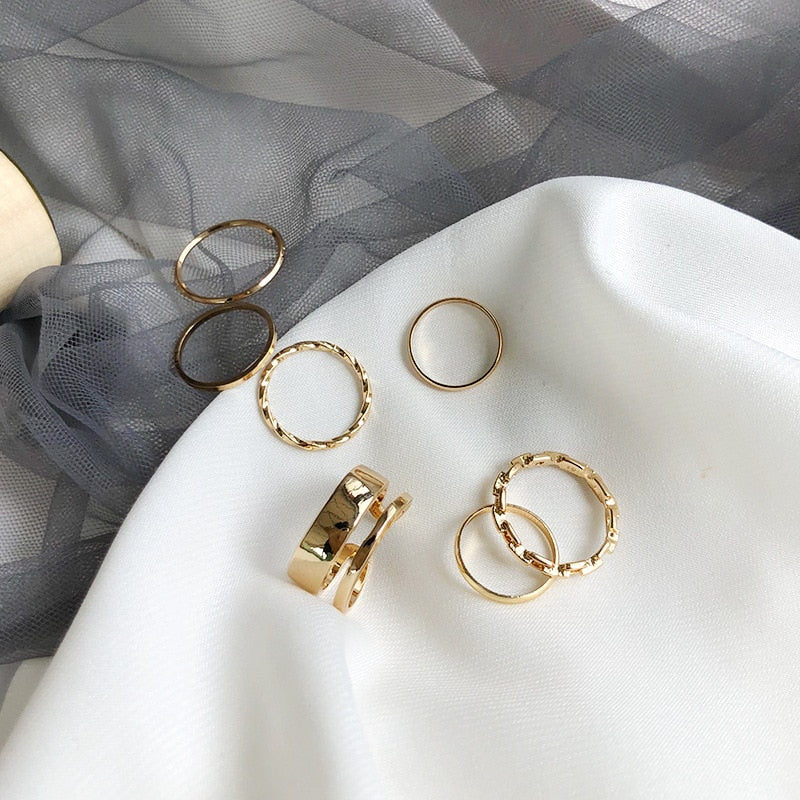 LATS 7pcs Fashion Jewelry Rings Set
