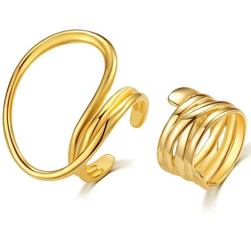2pcs Korean Style Geometric Adjustable Ring - Jeglowstore