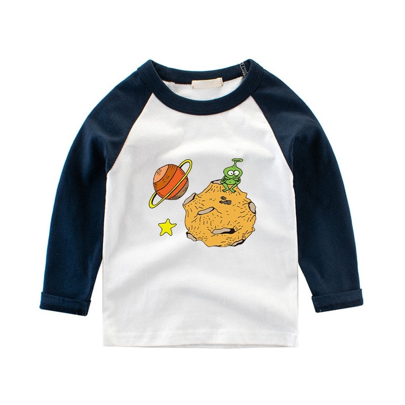 T-shirt for Cute Cartoon Cotton Long Sleeve Top Spring Kids Clothing