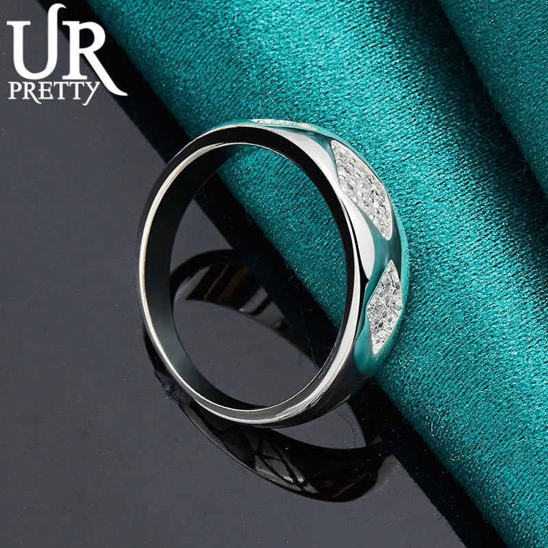 925 Sterling Silver Rhombic AAA Zircon Ring