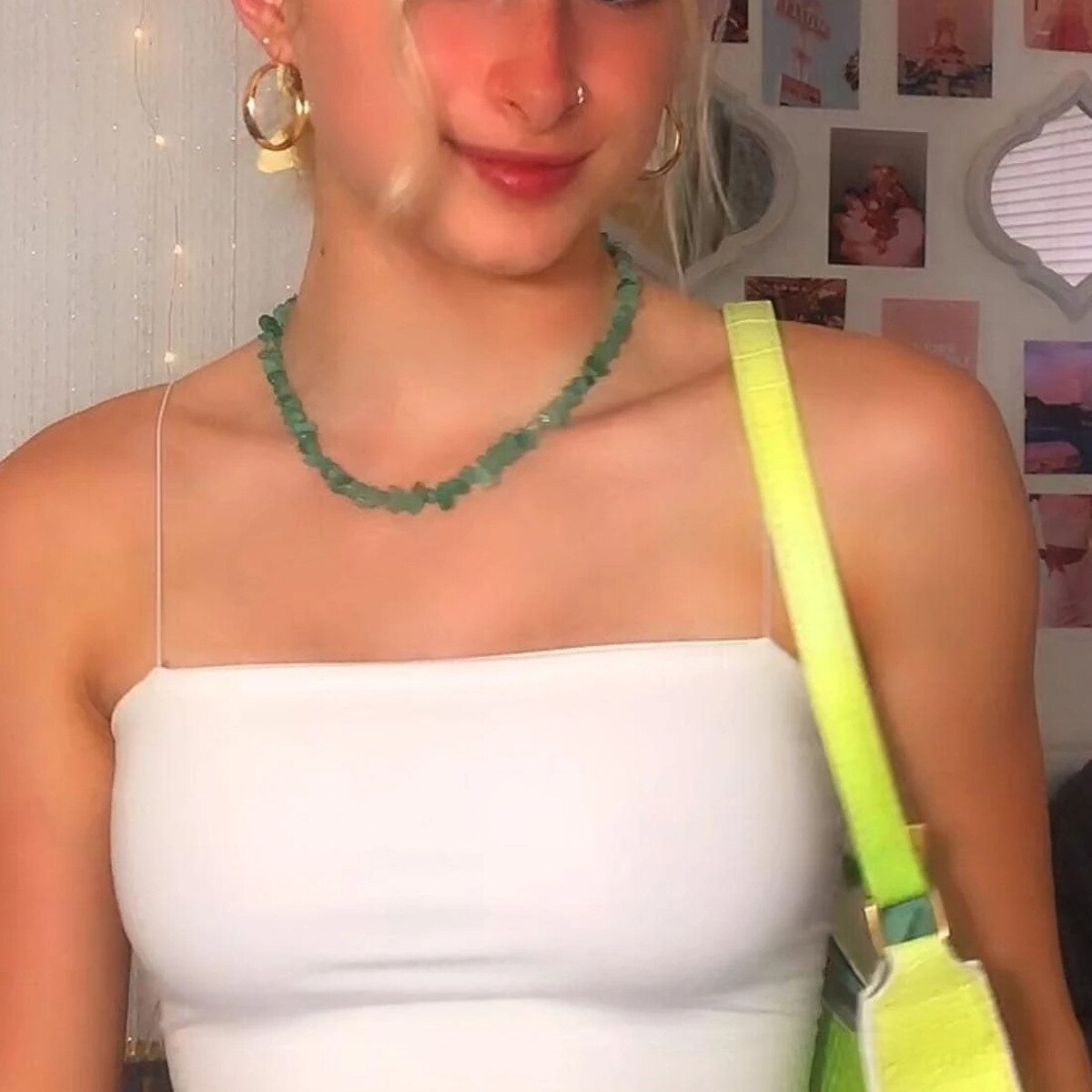 Colorful Natural Stones Choker Bohemia Gravel Beaded Grunge Necklace