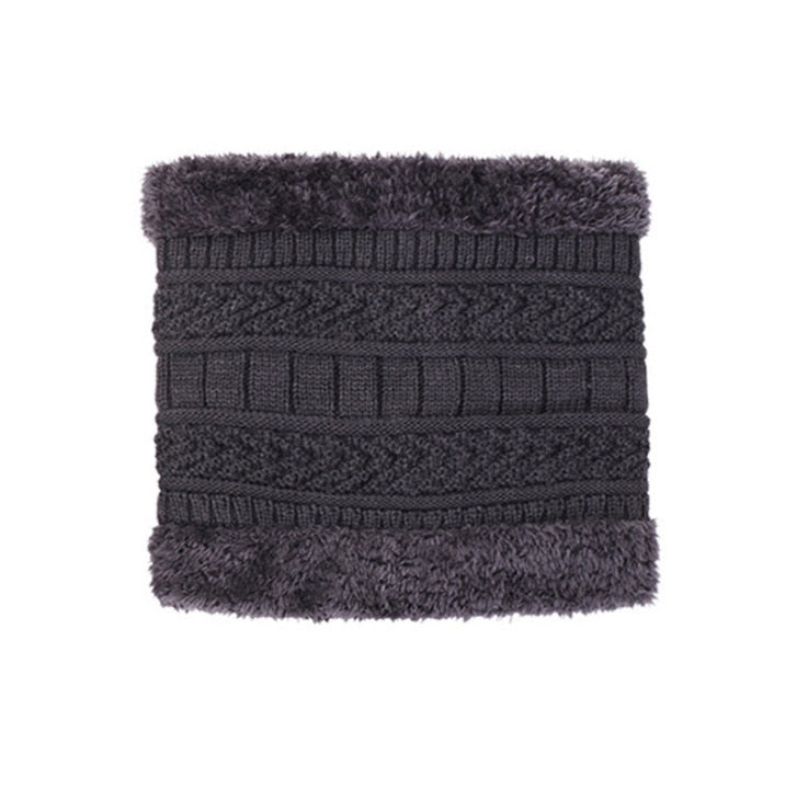 Thick Wool Neck Scarf Cap Balaclava Mask Bonnet Hats Set Unisex