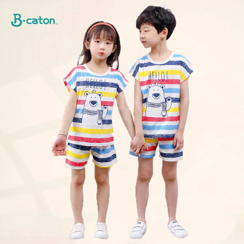 2PCS 100% Cotton Soft Summer Children Baby Cloths T-shirt