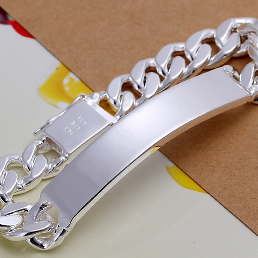 925 stamped silver design noble pretty 10MM Mens chain Bracelet