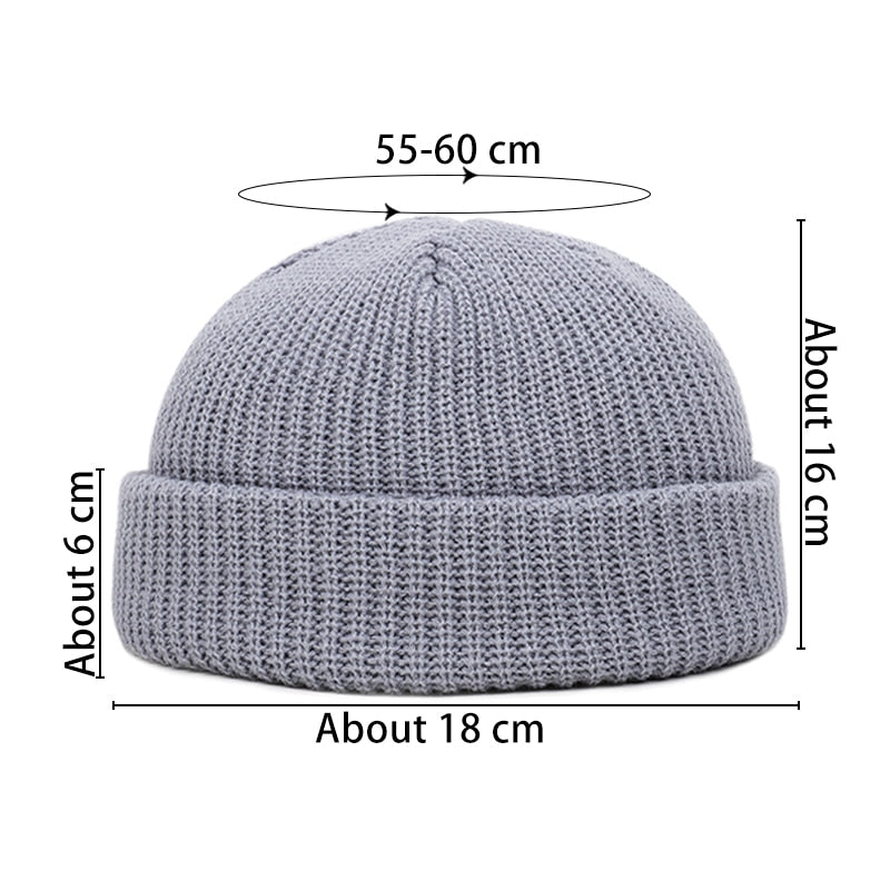 Women Men Solid Color Warm Knitted Brimless Hat