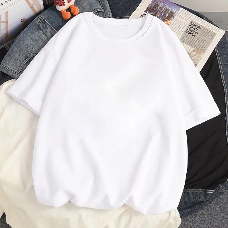 Harajuku Basic Graphic Oversized Solid Tees Casual T Shirt Women